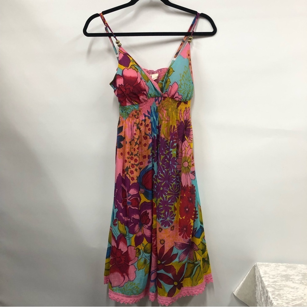 Derek Heart smocked Sun Dress adjustable straps size medium beaded details